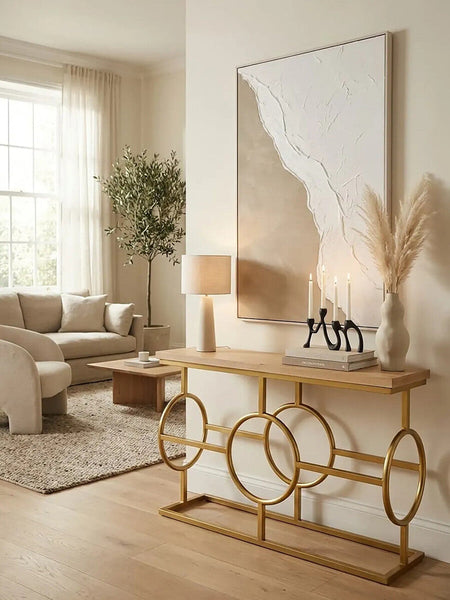 Jarloi Natural Oak Wood Console Table