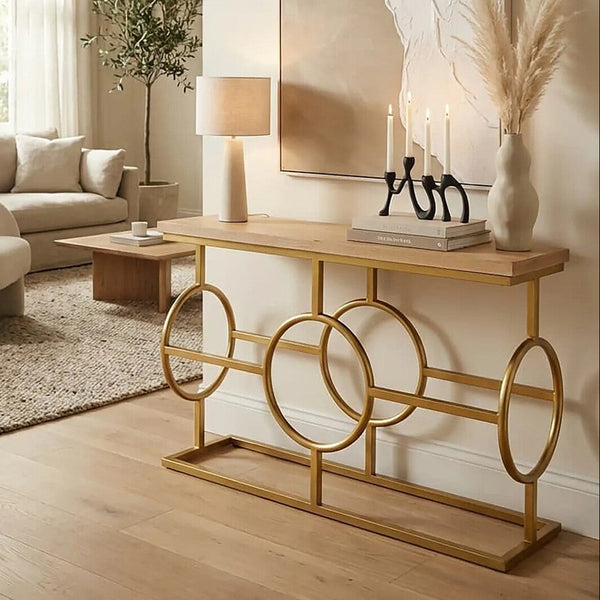 Jarloi Natural Oak Wood Console Table