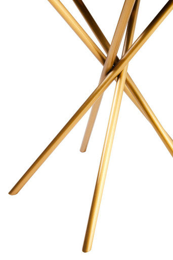 Natural Fir Wood Round Side Table with Gold Finish Frame | Jana