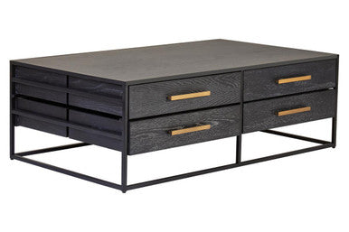 Judd Black Oak Veneer 4 Drawer Coffee Table
