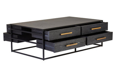 Judd Black Oak Veneer 4 Drawer Coffee Table