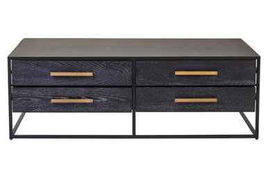 Judd Black Oak Veneer 4 Drawer Coffee Table