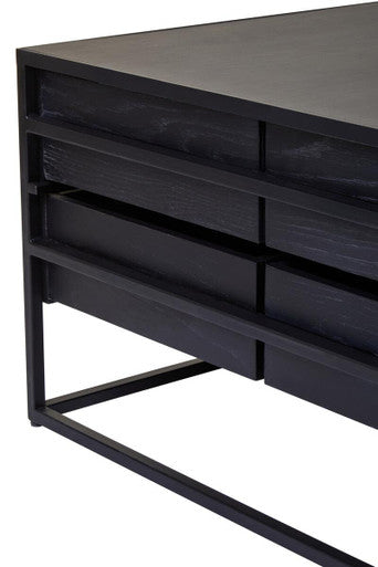 Judd Black Oak Veneer 4 Drawer Coffee Table
