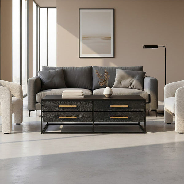 Judd Black Oak Veneer 4 Drawer Coffee Table