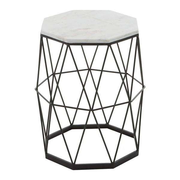 Shalimar White Marble and Black Finish Octagonal Side Table