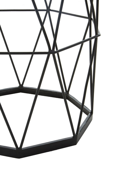 Shalimar White Marble and Black Finish Octagonal Side Table