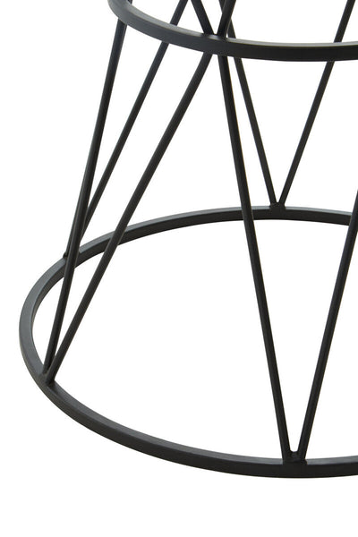 Shalimar White Marble and Black Finish Side Table with Hourglass Base