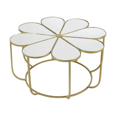 Rabia Mirrored Top Petal Design Coffee Table