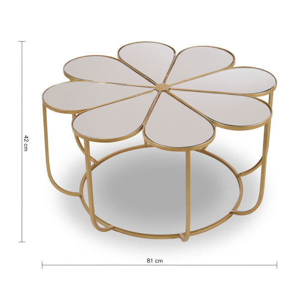 Rabia Mirrored Top Petal Design Coffee Table