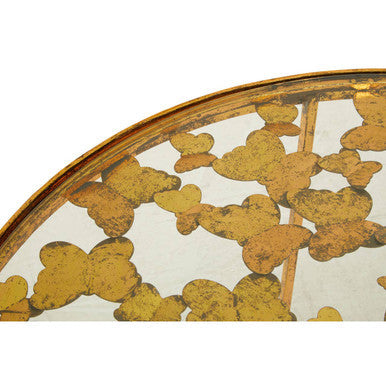 Rabia Gold Finish Butterfly Design Coffee Table with Glass Top