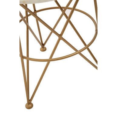 Rabia White Marble Side Table with Brass Finish Frame