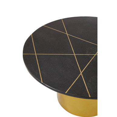 Rabia Black Marble Round Coffee Table