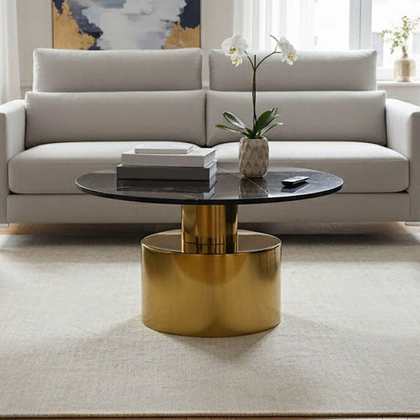 Rabia Black Marble Round Coffee Table