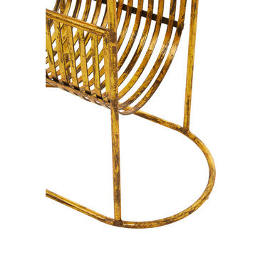 White Marble Top Side Table with Curved Magazine Rack and Gold Metallic Frame | Rabia