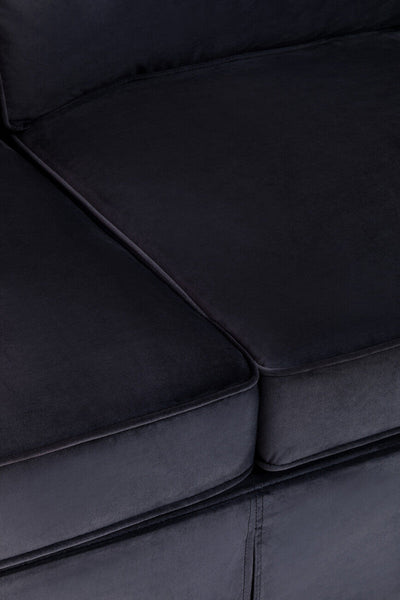 Ralph Three Seat Black Velvet Sofa