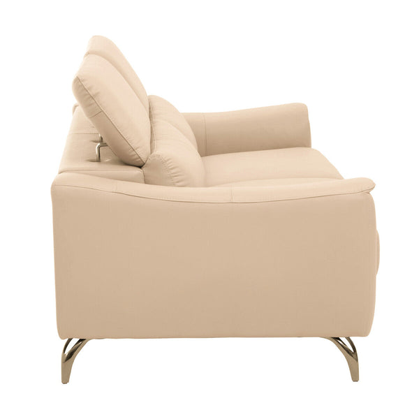 Padua Stone Leather 3 Seater Sofa with Adjustable Headrests