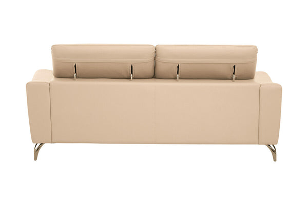 Padua Stone Leather 3 Seater Sofa with Adjustable Headrests
