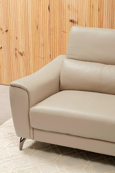 Padua Stone Leather 3 Seater Sofa with Adjustable Headrests
