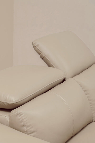 Padua Stone Leather 3 Seater Sofa with Adjustable Headrests