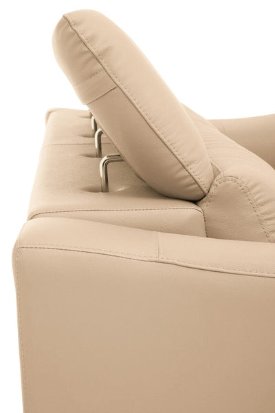 Padua Stone Leather 3 Seater Sofa with Adjustable Headrests