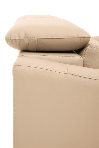Padua Stone Leather 3 Seater Sofa with Adjustable Headrests