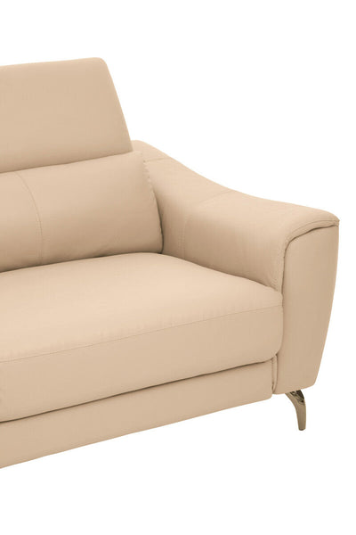Padua Stone Leather 3 Seater Sofa with Adjustable Headrests
