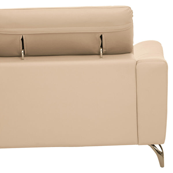 Padua Stone Leather 3 Seater Sofa with Adjustable Headrests