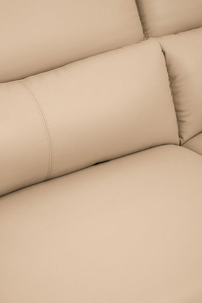 Padua Stone Leather 3 Seater Sofa with Adjustable Headrests