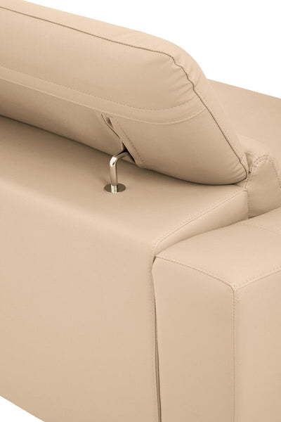 Padua Stone Leather 3 Seater Sofa with Adjustable Headrests