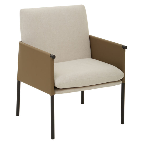 GildenWhite Fabric and Brown Faux Leather Dining Chair