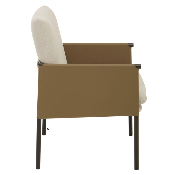 GildenWhite Fabric and Brown Faux Leather Dining Chair