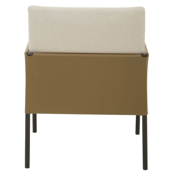 GildenWhite Fabric and Brown Faux Leather Dining Chair