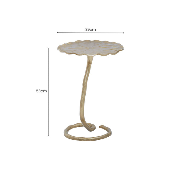 Inventivo Gold Finish Flower Design Side Table