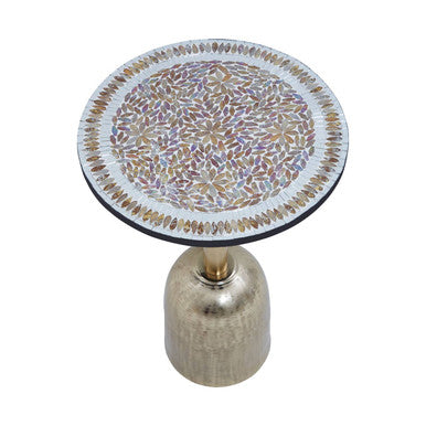 Inventivo Mosaic Top Side Table with Gold Finish Base