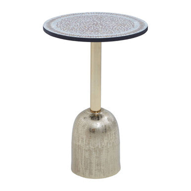 Inventivo Mosaic Top Side Table with Gold Finish Base