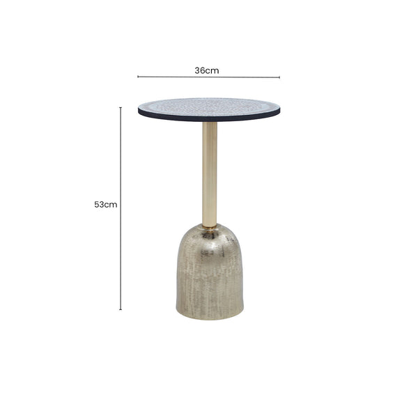 Inventivo Mosaic Top Side Table with Gold Finish Base