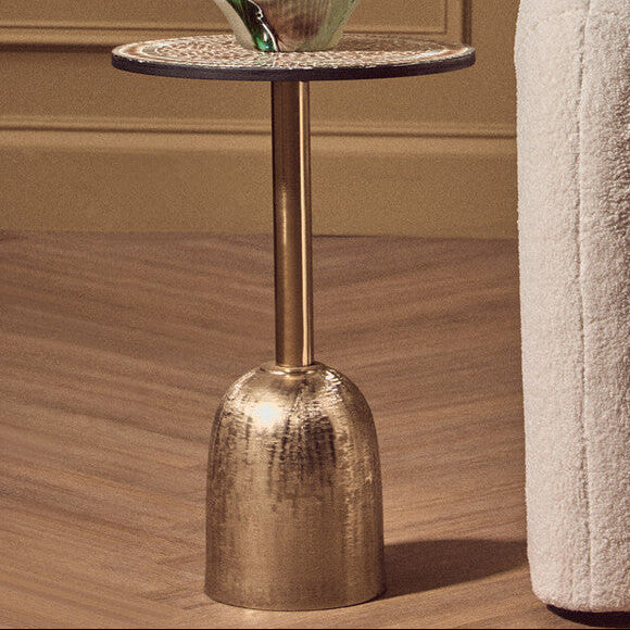 Inventivo Mosaic Top Side Table with Gold Finish Base