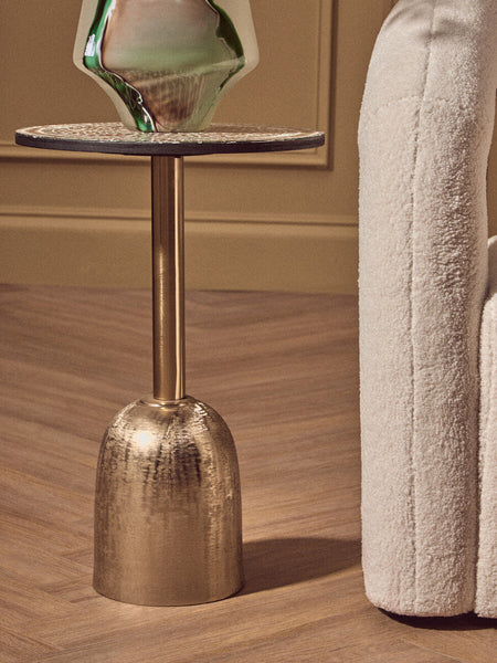 Inventivo Mosaic Top Side Table with Gold Finish Base