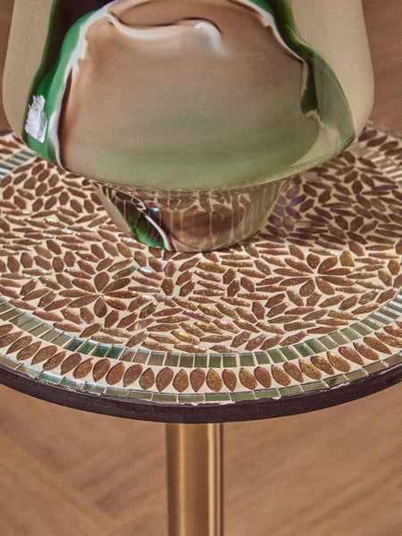 Inventivo Mosaic Top Side Table with Gold Finish Base