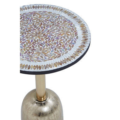 Inventivo Mosaic Top Side Table with Gold Finish Base