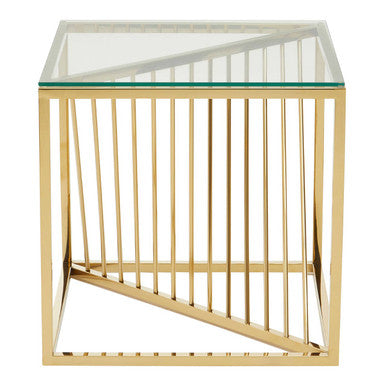 Amella Clear Glass Side Table with Gold Finish Frame