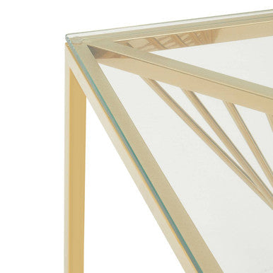 Amella Clear Glass Side Table with Gold Finish Frame