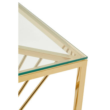 Amella Clear Glass Side Table with Gold Finish Frame