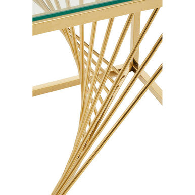 Amella Clear Glass Side Table with Gold Finish Frame