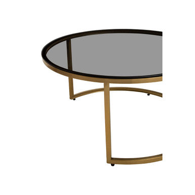 Alana Black Glass and Brushed Gold Finish Set of 2 Nesting Coffee Tables
