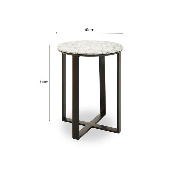 Marmara White Marble Round Side Table