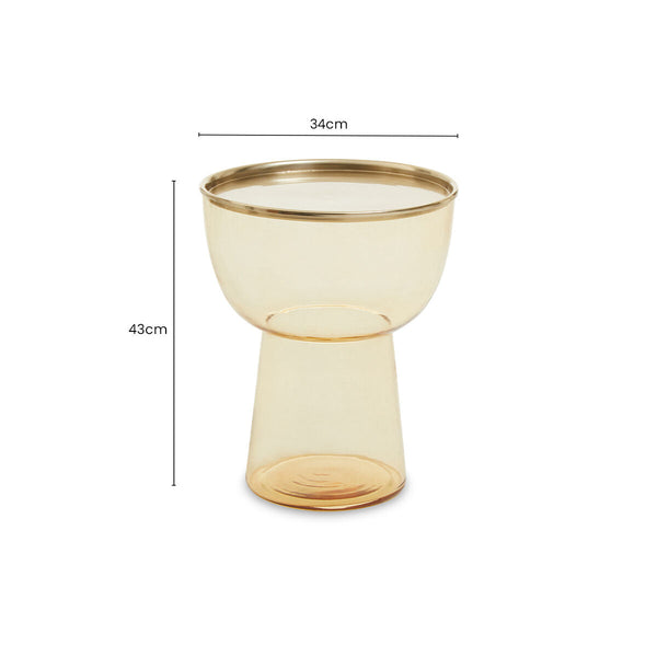 Martini Amber Glass Side Table with Gold Finish Rim