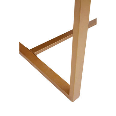 Natural Teak Wood Dining Table with Herringbone Top and Gold Finish Metal Frame | Kendari