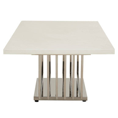 Moda Ivory Marble Effect Coffee Table with Silver Finish Base