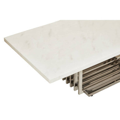 Moda Ivory Marble Effect Coffee Table with Silver Finish Base